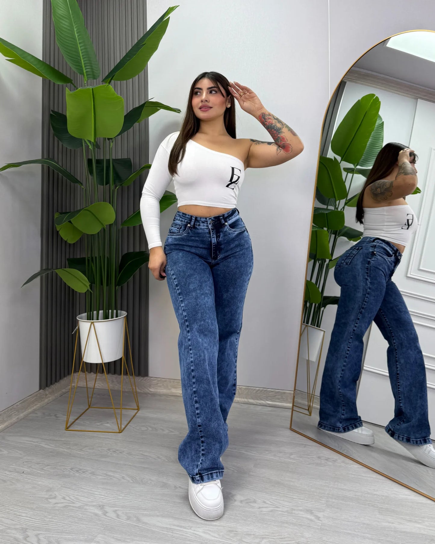 Estela | Wide Leg Nacional Azul Jaspeado | EZ ELITE