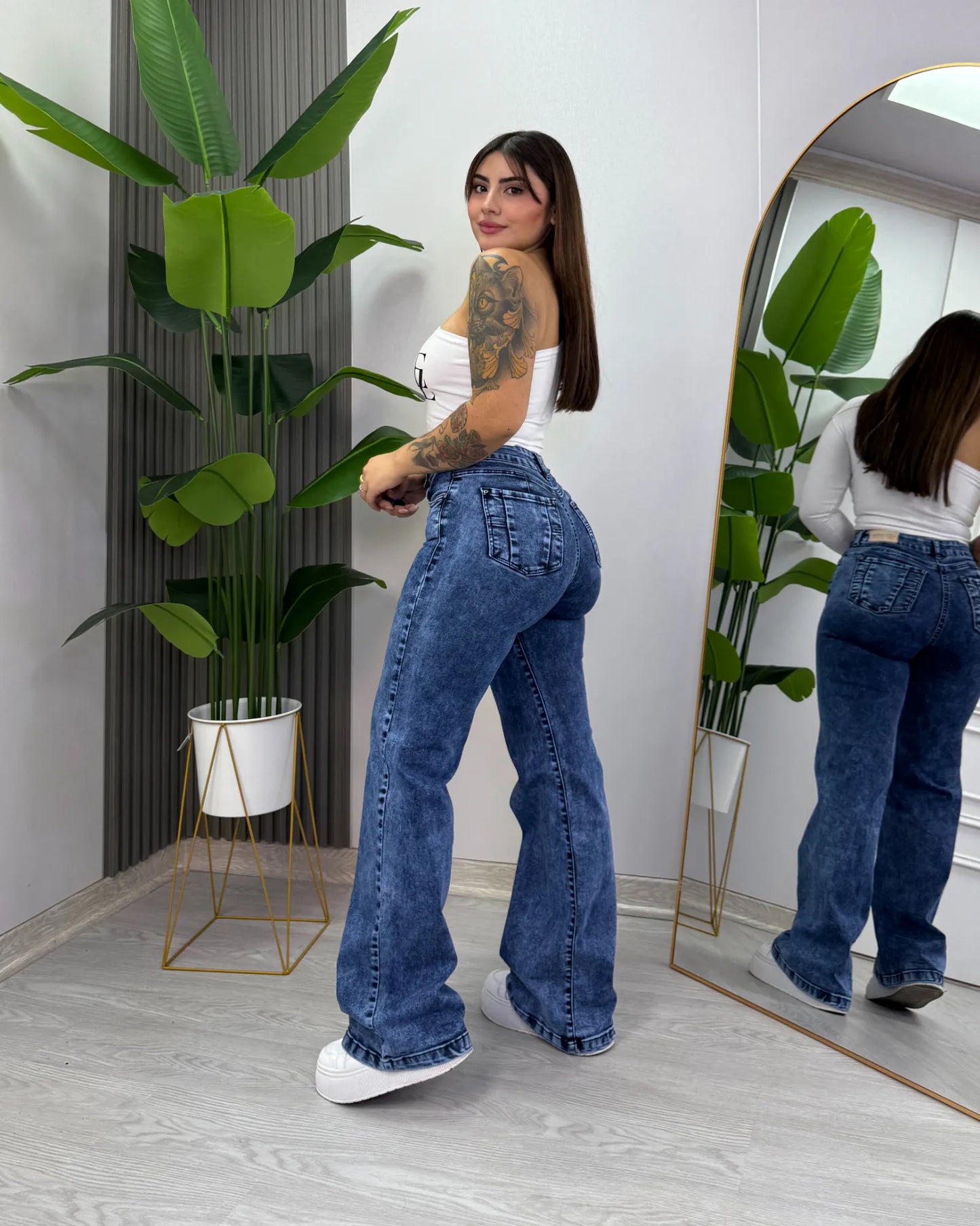 Estela | Wide Leg Nacional Azul Jaspeado | EZ ELITE