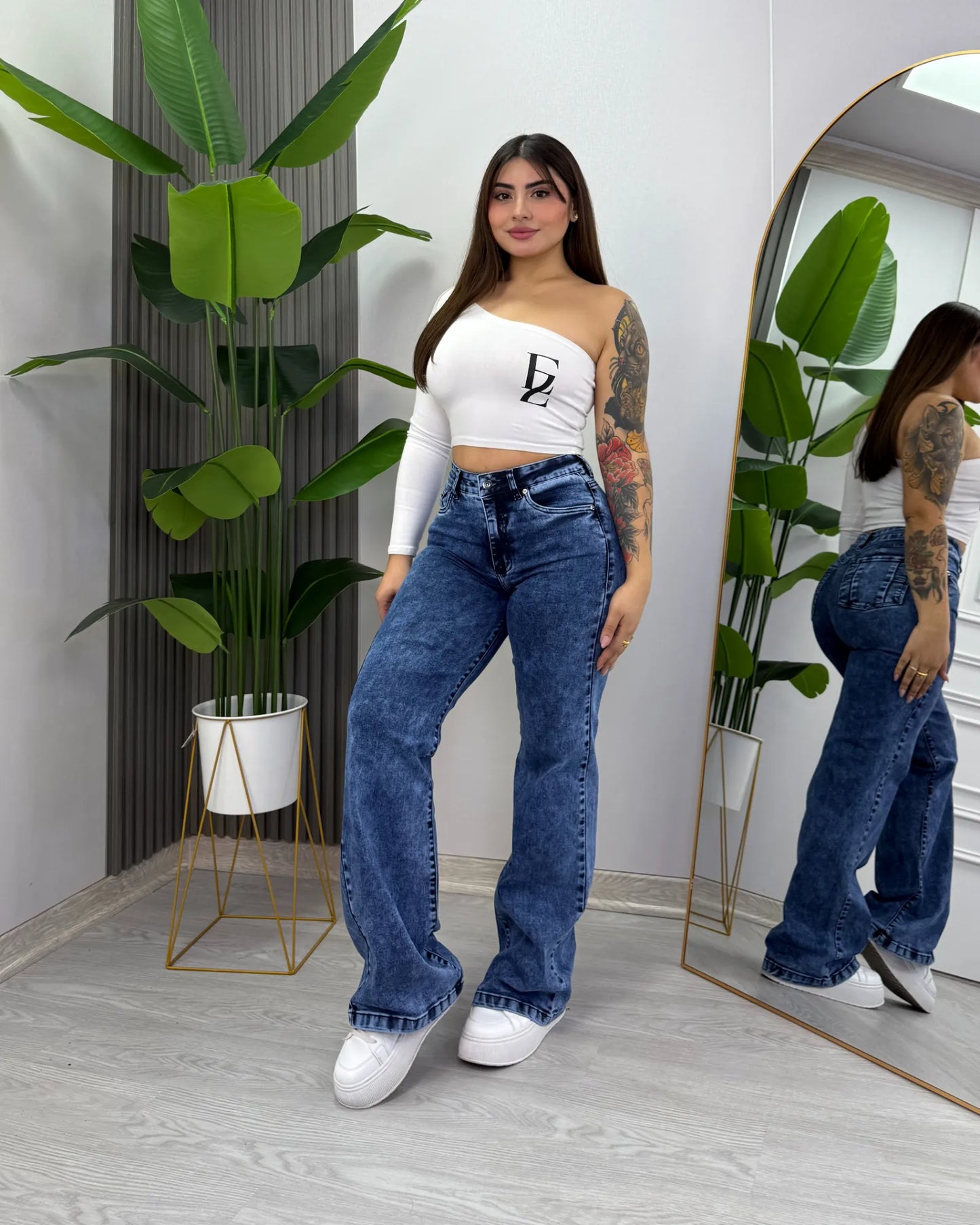 Estela | Wide Leg Nacional Azul Jaspeado | EZ ELITE