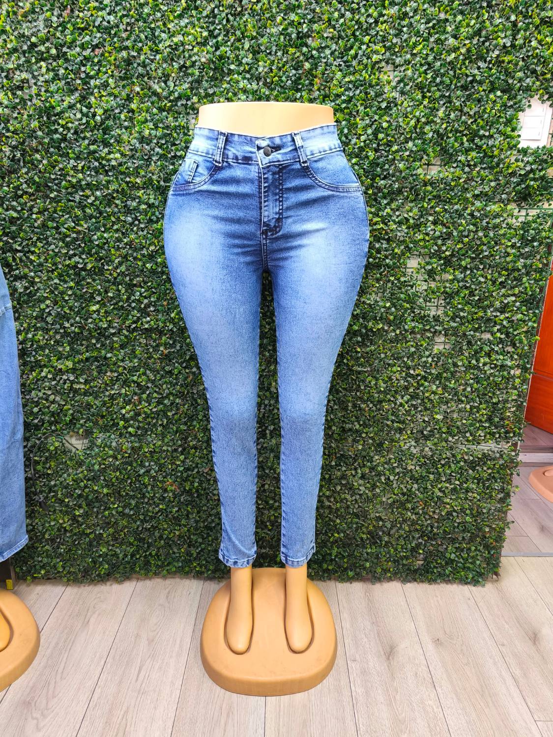 EZ2542 Skinny Nacional Celeste Jaspeado Ultra Push Up, vista frontal