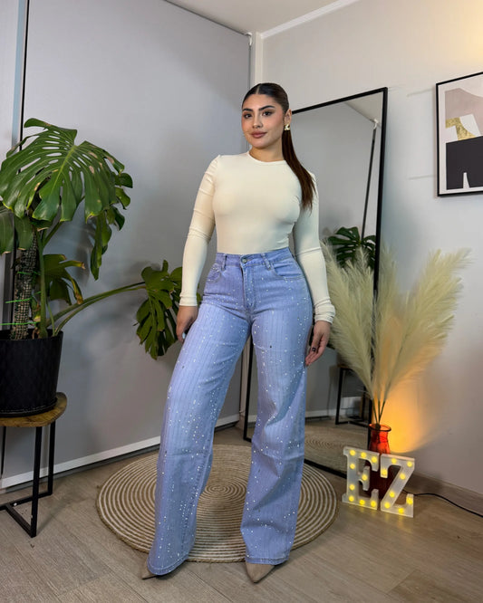 MB7037-1 (D7) | Wide Leg Celeste Full Brillos | Menina