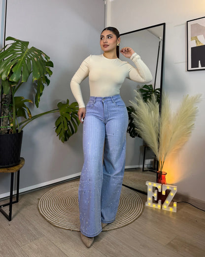 MB7037-1 (D7) | Wide Leg Celeste Full Brillos | Menina