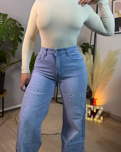 MB7037-1 (D7) | Wide Leg Celeste Full Brillos | Menina
