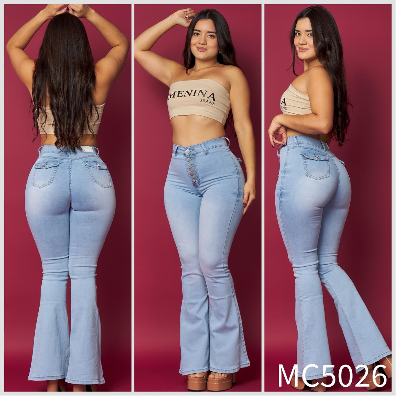 MC5026 (E7) | Flare Celeste 5 Botones Bolsillo Con Tapa