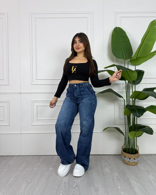 MK170 (N3) | Wide Leg Azul Ajuste Cintura