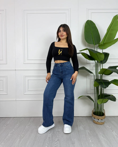 MK214 (N5) | Wide Leg Azul Bolsillo Velcro