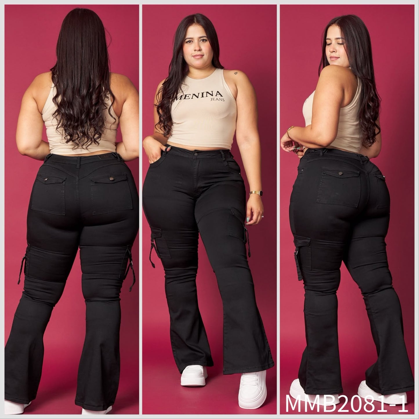 MMB2081-1 (K1) | Flare Cargo Tiras Negro Extralinda