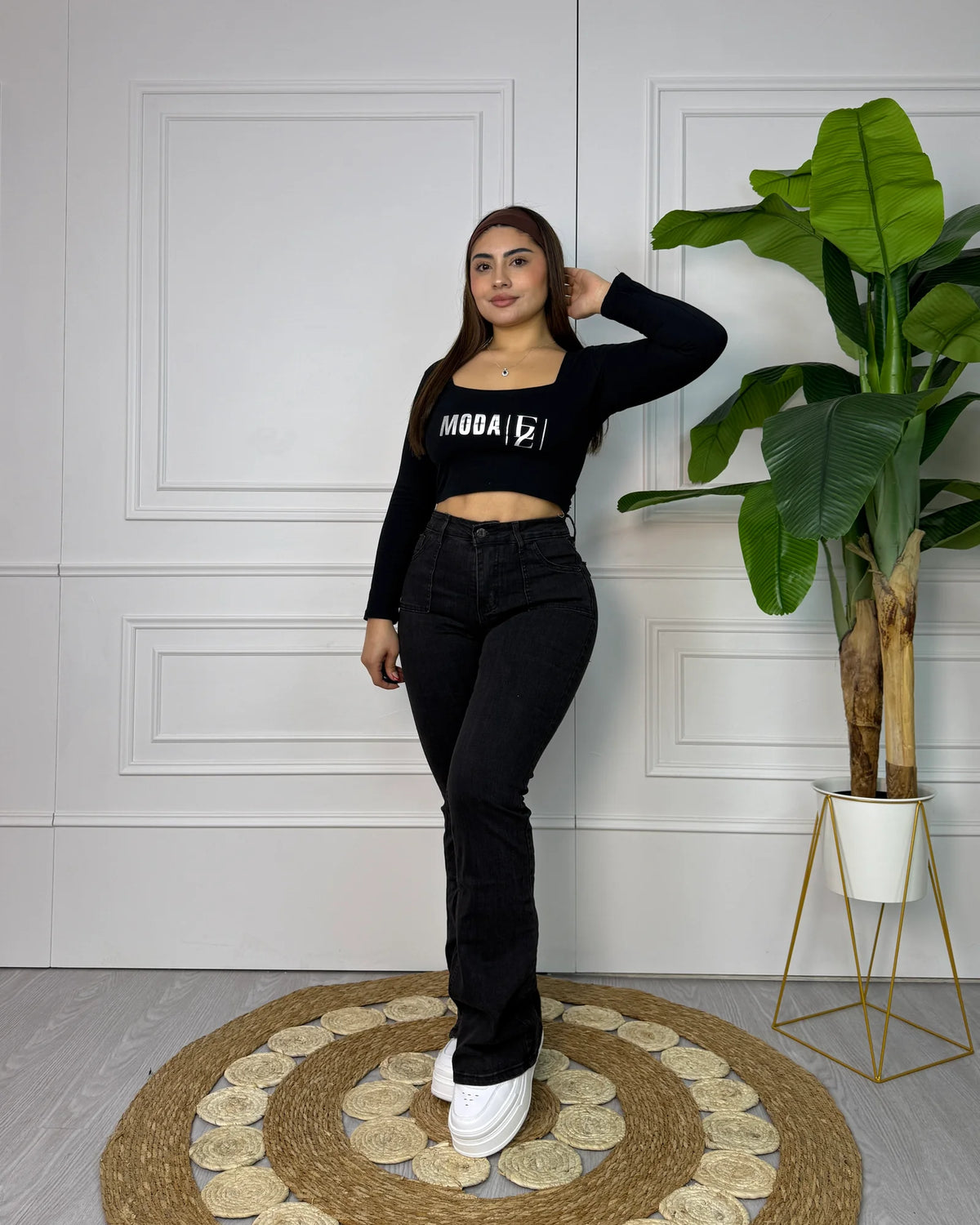 N2601-5 (V3) | Flare Negro Bolsillo Con Tapa
