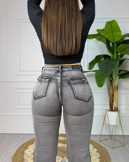 N2604-3 (T2) | Recto Gris Oscuro Bolsillo Con Tapa