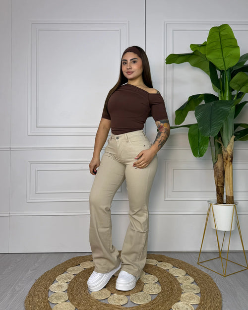 N2604-5 (V4) | Recto Beige Bolsillo Con Tapa