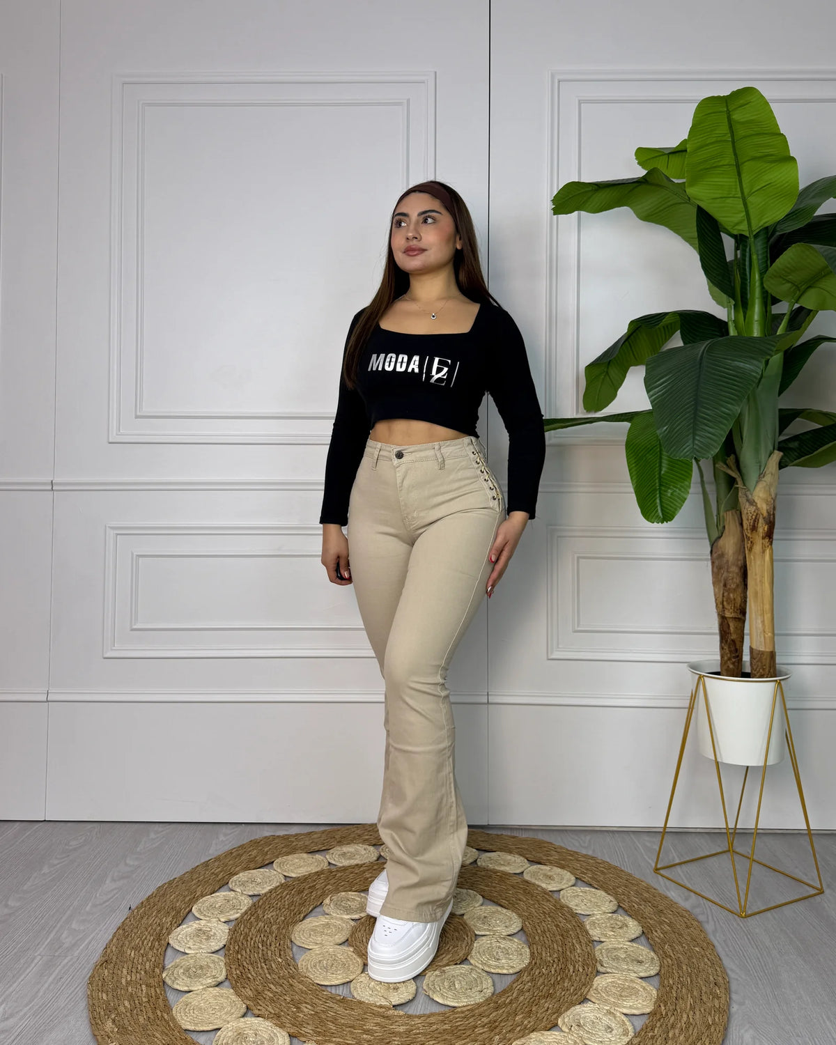 N2607-2| Flare Trenzado Beige (ARRIBA)