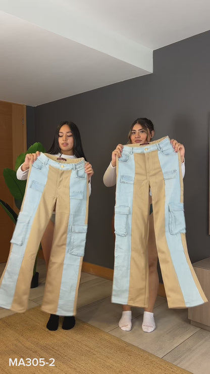Modelo A305-2 (A4) |Jeans Wide Leg Jeans+Buzo Cargo |  Menina