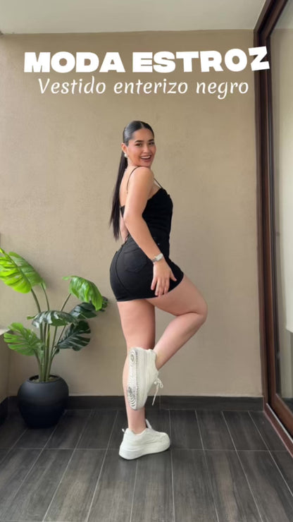 MB420-3 (K5) | Enterizo Falda Short Negro l | Menina