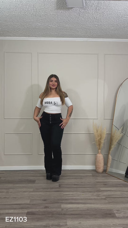 Jeans  Flare Negro 5 Botones | Modelo EZ1103 | EZ Jeans
