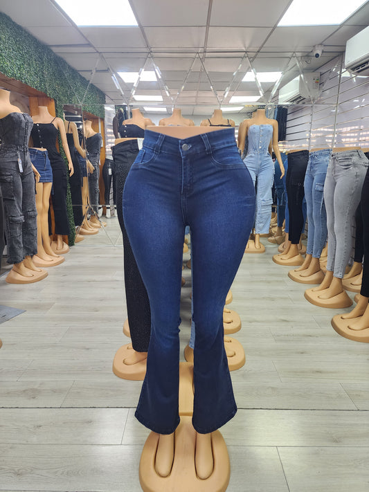 EZ2512 | Jeans Flare Azul Oscuro Focalizado | EZ | Confeccion Nacional