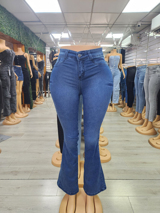 EZ2513 (T2) | Jeans Flare Azul Focalizado | EZ | Confeccion Nacional