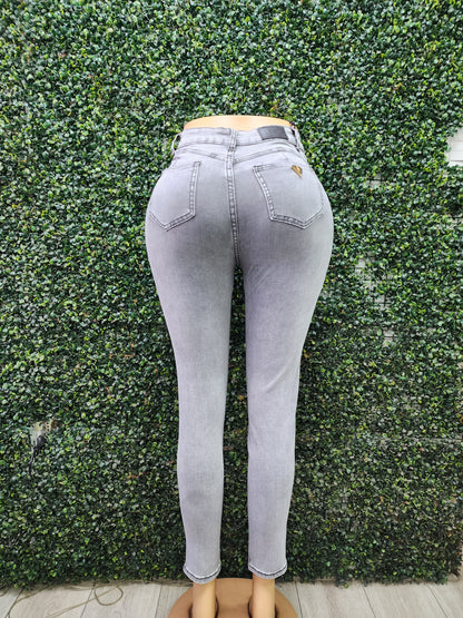 EZ5504  | Jeans Skinny Con Faja Gris  | EZ