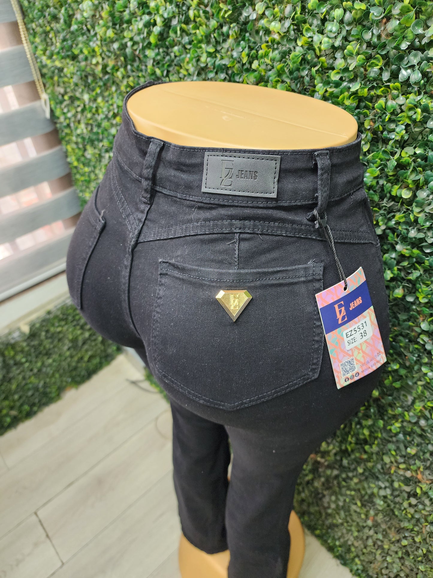 EZ5531 (I3) | Jeans Flare Faja Negro Horma Grande  | EZ